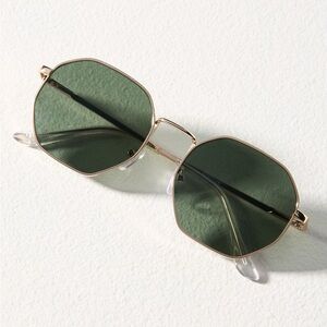 Anthropologie Gold Frame Sunglasses with Green Lenses